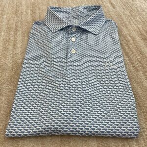 Rhoback Blue and White Patterned Polo Shirt